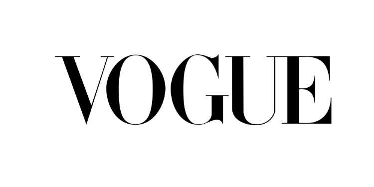 Black 'VOGUE' logo on a green background